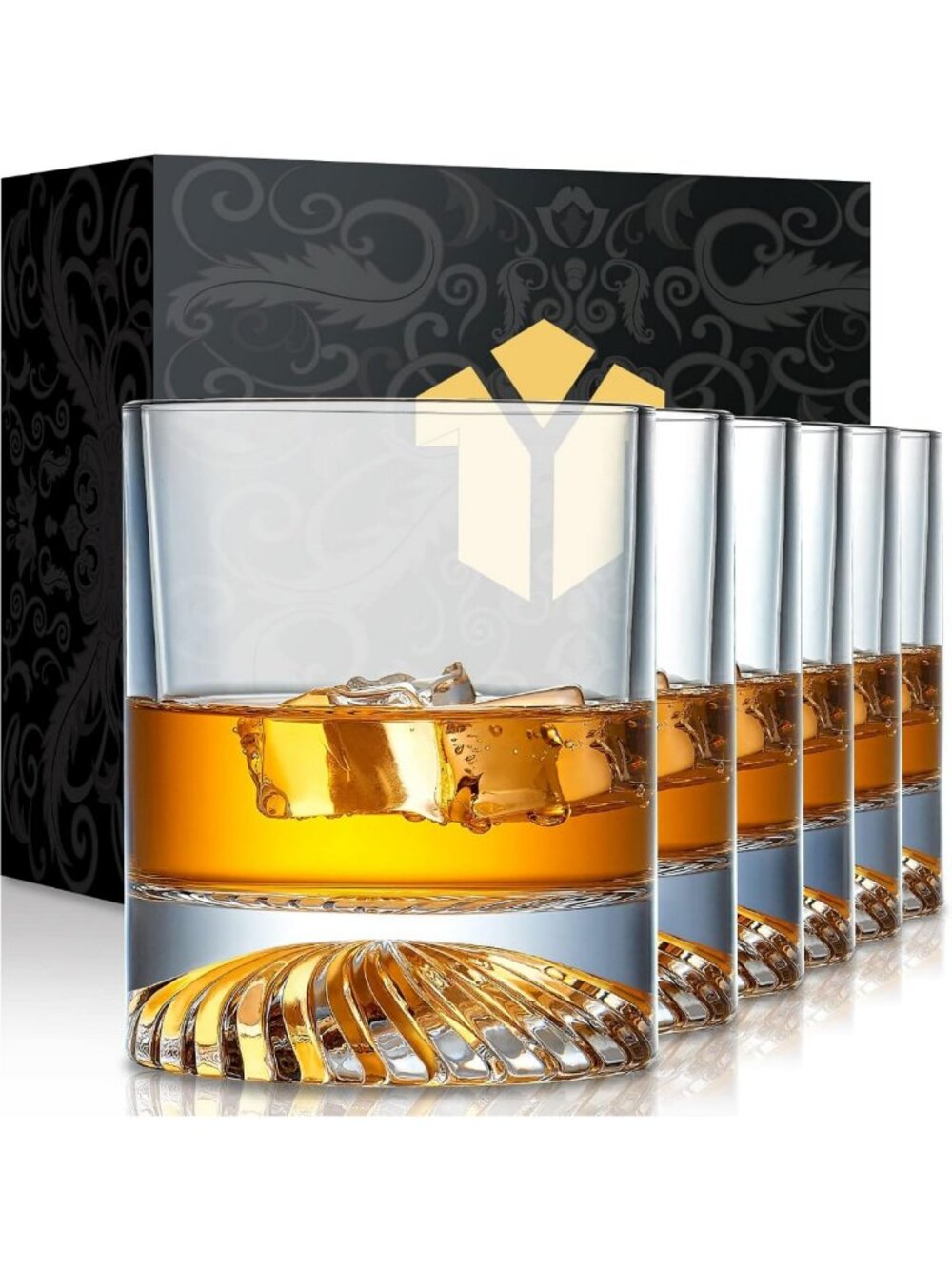 Set of 6 Old Fashioned Whiskey Glasses - 12oz Rocks Glasses for Cocktails